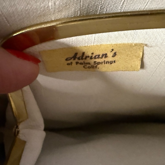 Vtg 50s 60s “Adrian’s of Palm Springs”Floral Embroidered Gold Accent Silk Purse - Picture 5 of 9